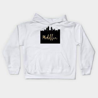 MEDELLIN COLOMBIA DESIGNER SILHOUETTE SKYLINE ART Kids Hoodie